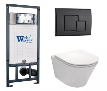 Комплект 3 в 1 инсталляция WeltWasser WW Marberg 507 + Унитаз подвесной Jacob Delafon Rodin+ EDY102-00 с кнопкой черной SE 10000005949 + EDY102-00 + E23280-00 + 10000010239