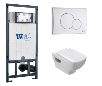 Комплект 3 в 1 инсталляция WeltWasser WW Marberg 507 + Унитаз подвесной Jacob Delafon Struktura EDE102-00 с кнопкой белой RD 10000005949 + 10000010236 + EDE102-00 + E20606-00
