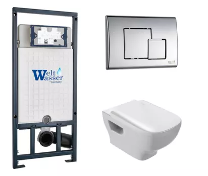 Комплект 3 в 1 инсталляция WeltWasser WW Marberg 507 + Унитаз подвесной Jacob Delafon Struktura EDE102-00 с кнопкой хром SE 10000005949 + 10000005953 + EDE102-00 + E20606-00