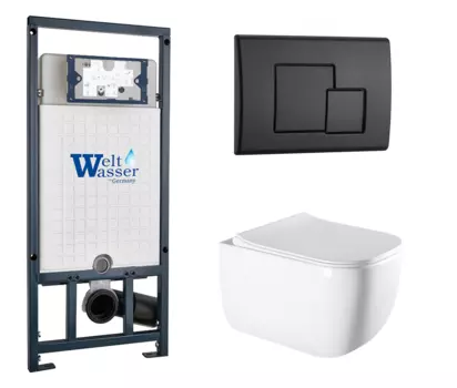 Комплект 3 в 1 инсталляция WeltWasser WW Marberg 507 + Унитаз подвесной Vincea Form VT1-35 с кнопкой черной SE 10000005949 + VT1-35 + 10000010239
