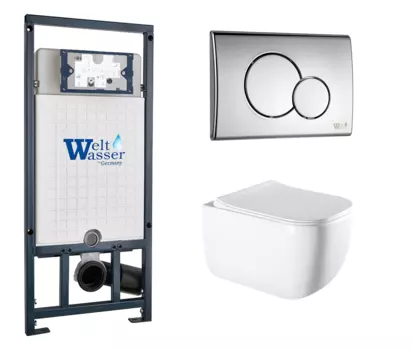 Комплект 3 в 1 инсталляция WeltWasser WW Marberg 507 + Унитаз подвесной Vincea Form VT1-35 с кнопкой хром RD 10000005949 + VT1-35 + 10000005952