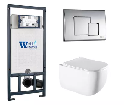 Комплект 3 в 1 инсталляция WeltWasser WW Marberg 507 + Унитаз подвесной Vincea Form VT1-35 с кнопкой хром SE 10000005949 + VT1-35 + 10000005953