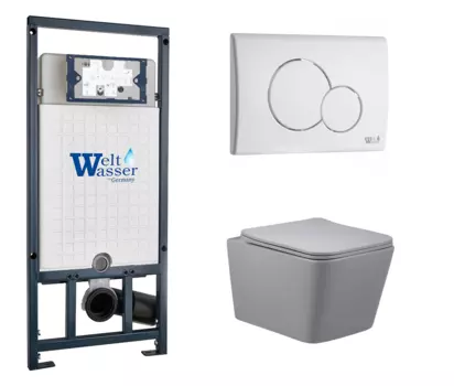 Комплект 3 в 1 инсталляция WeltWasser WW Amberg 507 + Унитаз подвесной Vincea Q-Line VT1-12MG серый с кнопкой белой RD 10000005949 + 10000010236 + VT1-12MG