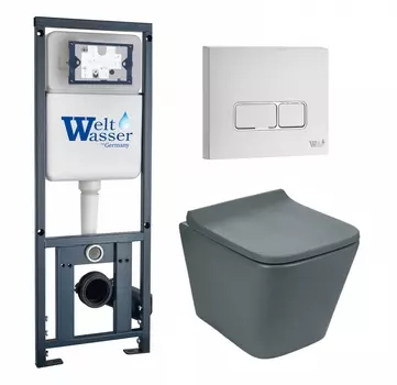 Комплект 3 в 1 инсталляция WeltWasser WW Marberg 410 10000005948 + Унитаз подвесной Weltwasser WW SK Gelbach 041 MT-GR + кнопка белая глянцевая SE 10000010582_