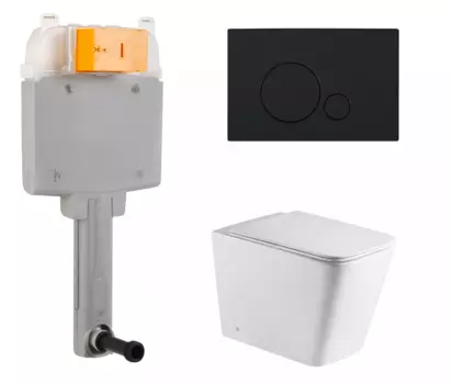 Комплект 3 в 1 смывной бачок скрытого монтажа BelBagno BB025-CS + Приставной унитаз WeltWasser Gelbach 002 GL-WT с кнопкой черной Sfera BB025-CS + 10000003664 + BB017-SR-NERO.M