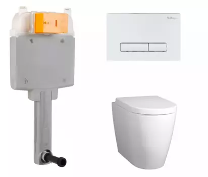 Комплект 3 в 1 смывной бачок скрытого монтажа BelBagno BB025-CS + Унитаз приставной BelBagno Marino с кнопкой белой Genova