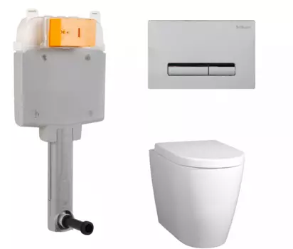 Комплект 3 в 1 смывной бачок скрытого монтажа BelBagno BB025-CS + Унитаз приставной BelBagno Marino с кнопкой хром Genova