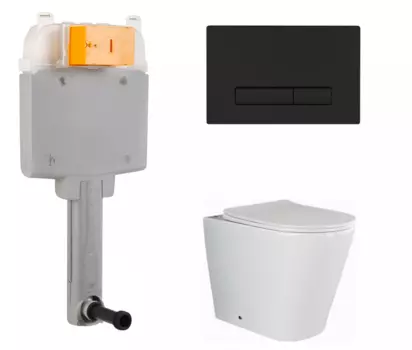 Комплект 3 в 1 смывной бачок скрытого монтажа BelBagno BB025-CS + Унитаз приставной Ceramica Nova Highlight CN1812 с кнопкой черной Genova BB025-CS + CN1812 + BB021-GV-NERO.M