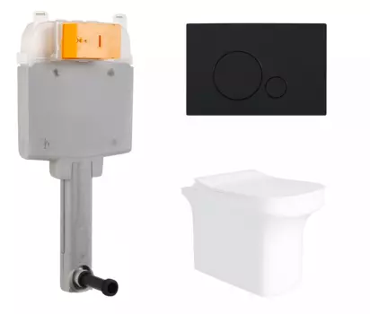 Комплект 3 в 1 смывной бачок скрытого монтажа BelBagno BB025-CS + Унитаз приставной Enio Solo с кнопкой черной Sfera BB025-CS + EN2750023 + BB017-SR-NERO.M