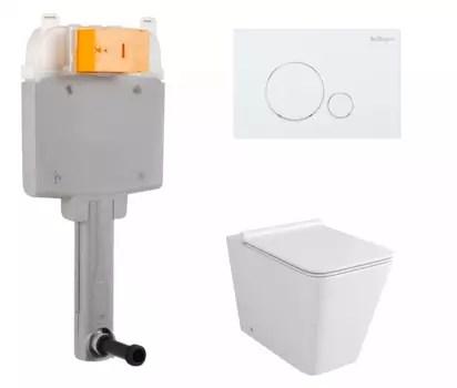 Комплект 3 в 1 смывной бачок скрытого монтажа BelBagno BB025-CS + Унитаз приставной Grossman GR-PR4414S с кнопкой белой Sfera BB025-CS + GR-PR4414S + BB014-SR-BIANCO