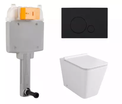Комплект 3 в 1 смывной бачок скрытого монтажа BelBagno BB025-CS + Унитаз приставной Grossman GR-PR4414S с кнопкой черной Sfera BB025-CS + GR-PR4414S + BB017-SR-NERO.M