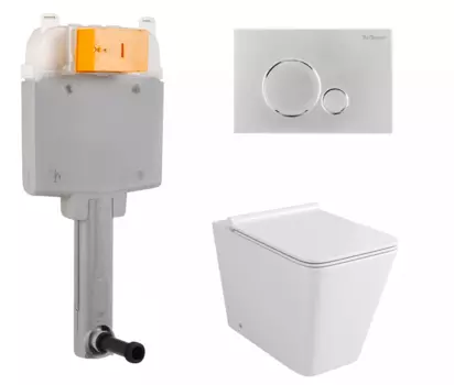 Комплект 3 в 1 смывной бачок скрытого монтажа BelBagno BB025-CS + Унитаз приставной Grossman GR-PR4414S с кнопкой хром Sfera BB025-CS + GR-PR4414S + BB015-SR-CHROME
