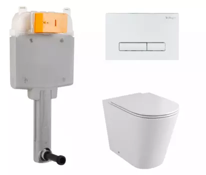 Комплект 3 в 1 смывной бачок скрытого монтажа BelBagno BB025-CS + Унитаз приставной Grossman GR-PR4450S с кнопкой белой Genova