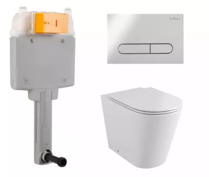 Комплект 3 в 1 смывной бачок скрытого монтажа BelBagno BB025-CS + Унитаз приставной Grossman GR-PR4450S с кнопкой хром Prospero BB025-CS + GR-PR4450S + BB005-PR-CHROME