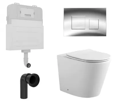 Комплект 3 в 1 смывной бачок скрытого монтажа Enio Tecnico + Унитаз приставной Акватек Вега AQ1906-00 с кнопкой хром Cubo EN8050817 + AQ1906-00 + EN8050810
