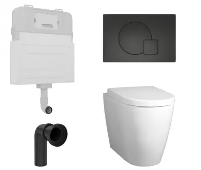 Комплект 3 в 1 смывной бачок скрытого монтажа Enio Tecnico + Унитаз приставной BelBagno Marino с кнопкой черной Geometria EN8050817 + BB105CBR + BB105SC + EN8050815