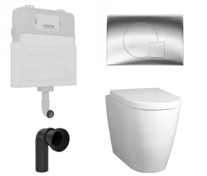 Комплект 3 в 1 смывной бачок скрытого монтажа Enio Tecnico + Унитаз приставной BelBagno Marino с кнопкой хром Geometria EN8050817 + BB105CBR + BB105SC + EN8050813