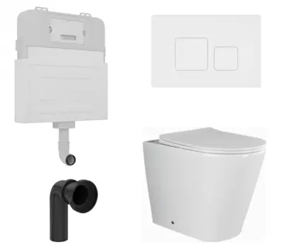 Комплект 3 в 1 смывной бачок скрытого монтажа Enio Tecnico + Унитаз приставной Ceramica Nova Highlight CN1812 с кнопкой белой Cubo EN8050817 + EN8050811 + CN1812
