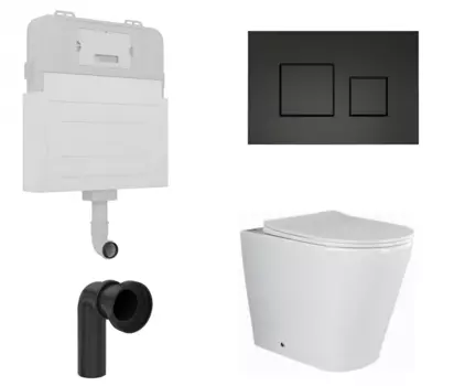 Комплект 3 в 1 смывной бачок скрытого монтажа Enio Tecnico + Унитаз приставной Ceramica Nova Highlight CN1812 с кнопкой черной Cubo EN8050817 + EN8050812 + CN1812