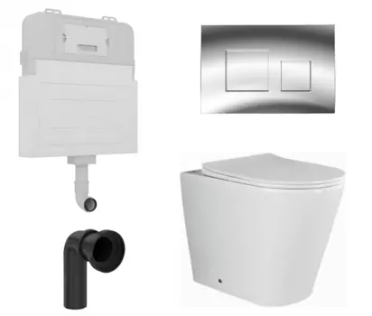 Комплект 3 в 1 смывной бачок скрытого монтажа Enio Tecnico + Унитаз приставной Ceramica Nova Highlight CN1812 с кнопкой хром Cubo EN8050817 + EN8050810 + CN1812