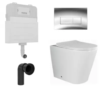 Комплект 3 в 1 смывной бачок скрытого монтажа Enio Tecnico + Унитаз приставной Ceramica Nova Highlight CN1812 с кнопкой хром Rettangolo