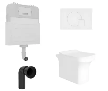 Комплект 3 в 1 смывной бачок скрытого монтажа Enio Tecnico + Унитаз приставной Enio Solo с кнопкой белой Geometria EN8050817 + EN2750023 + EN8050814