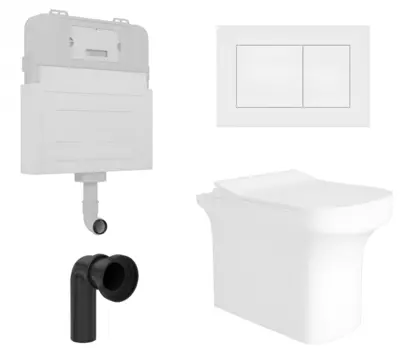 Комплект 3 в 1 смывной бачок скрытого монтажа Enio Tecnico + Унитаз приставной Enio Solo с кнопкой белой Quadro