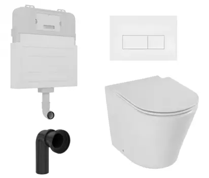 Комплект 3 в 1 смывной бачок скрытого монтажа Enio Tecnico + Унитаз приставной Jacob Delafon Rodin с кнопкой белой Rettangolo