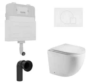 Комплект 3 в 1 смывной бачок скрытого монтажа Enio Tecnico + Унитаз приставной WeltWasser Merzbach 002 GL-WT с кнопкой белой Geometria EN8050817 + 10000003738 + EN8050814