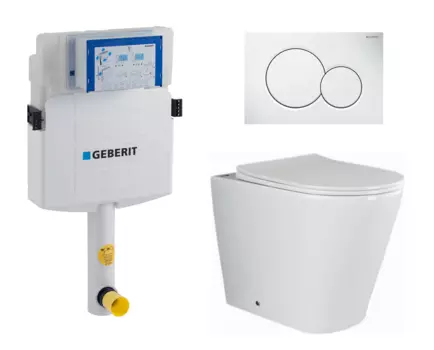 Комплект 3 в 1 смывной бачок скрытого монтажа Geberit Duofix UP320 + Унитаз приставной Ceramica Nova Highlight CN1812 + Кнопка Geberit Sigma 01 белая