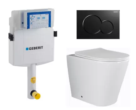 Комплект 3 в 1 смывной бачок скрытого монтажа Geberit Duofix UP320 + Унитаз приставной Ceramica Nova Highlight CN1812 + Кнопка Geberit Sigma 01 черная