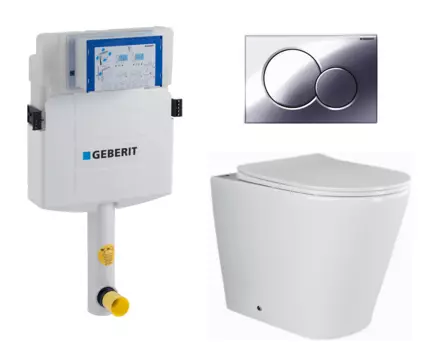 Комплект 3 в 1 смывной бачок скрытого монтажа Geberit Duofix UP320 + Унитаз приставной Ceramica Nova Highlight CN1812 + Кнопка Geberit Sigma 01 хром