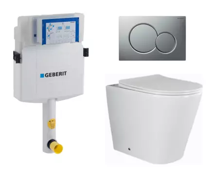 Комплект 3 в 1 смывной бачок скрытого монтажа Geberit Duofix UP320 + Унитаз приставной Ceramica Nova Highlight CN1812 + Кнопка Geberit Sigma 01 матовый хром