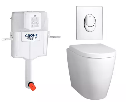 Комплект 3 в 1 смывной бачок скрытого монтажа Grohe GD2 + Унитаз приставной BelBagno Marino + Кнопка Skate Air хром