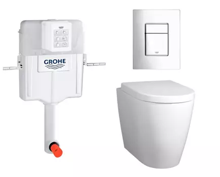 Комплект 3 в 1 смывной бачок скрытого монтажа Grohe GD2 + Унитаз приставной BelBagno Marino + Кнопка Skate Cosmopolitan хром