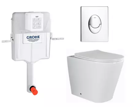 Комплект 3 в 1 смывной бачок скрытого монтажа Grohe GD2 + Унитаз приставной Ceramica Nova Highlight CN1812 + Кнопка Skate Air хром