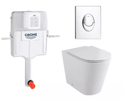 Комплект 3 в 1 смывной бачок скрытого монтажа Grohe GD2 + Унитаз приставной Grossman GR-PR4450S + Кнопка Skate Air хром