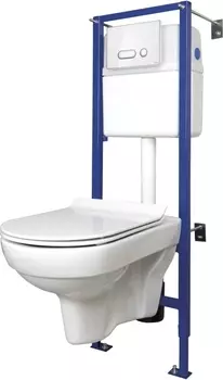 Комплект Cersanit City New Clean On унитаз + инсталляция + стеклянная кнопка смыва S-SET-CITYC/LPRO/S-DL/In