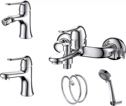 Комплект для ванной D&K DA1340002SET 4 в 1 три смесителя + душевой гарнитур