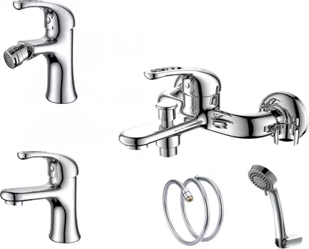 Комплект для ванной D&amp;K DA1370002SET 4 в 1 три смесителя + душевой гарнитур