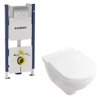 Комплект инсталляция Geberit Duofix + унитаз Villeroy&Boch O.Novo + крышка микролифт 12372011