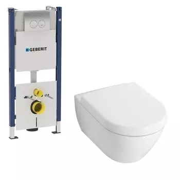 Комплект инсталляция Geberit Duofix + Villeroy&Boch Subway 2.0 + крышка микролифт 458.124.21.1+156.050.00.1+56001001+9M68S101