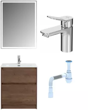 Комплект: Мебель для ванной BelBagno Kraft 60 + Смеситель Am.Pm X-Joy F85A02100 для раковины, хром + Сифон АниПласт 533326 + SNPF85A02100 + C2015xrv