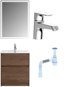 Комплект: Мебель для ванной BelBagno Kraft 60 + Смеситель Bravat Alfa F1120178CP для раковины, хром + Сифон АниПласт 533326 + SNPF1120178CP + C2015xrv