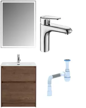 Комплект: Мебель для ванной BelBagno Kraft 60 + Смеситель Lemark Point LM0306C для раковины, хром + Сифон АниПласт 533326 + SNPLM0306C + C2015xrv