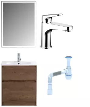 Комплект: Мебель для ванной BelBagno Kraft 60 + Смеситель Bravat Eler F1191238CP-RUS для раковины, хром + Сифон АниПласт 533329 + SNPF1191238CP-RUS + C2015xrv