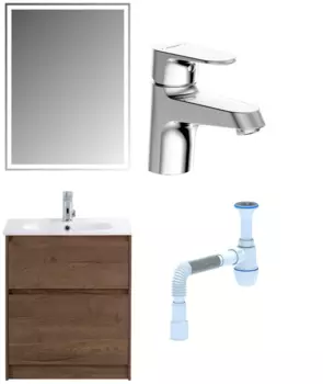 Комплект: Мебель для ванной BelBagno Kraft 60 + Смеситель Bravat Alfa F1120178CP для раковины, хром + Сифон АниПласт 533329 + SNPF1120178CP + C2015xrv