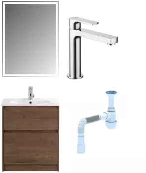 Комплект: Мебель для ванной BelBagno Kraft 60 + Смеситель Lemark plus Grace LM1537C для раковины, хром + Сифон АниПласт 533329 + SNPLM1537C + C2015xrv