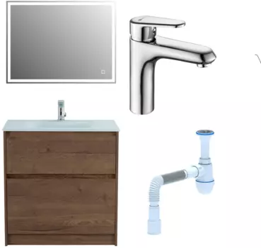 Комплект: Мебель для ванной BelBagno Kraft 80 + Смеситель Lemark Point LM0306C для раковины, хром + Сифон АниПласт 533318 + SNPLM0306C + C2015xrv