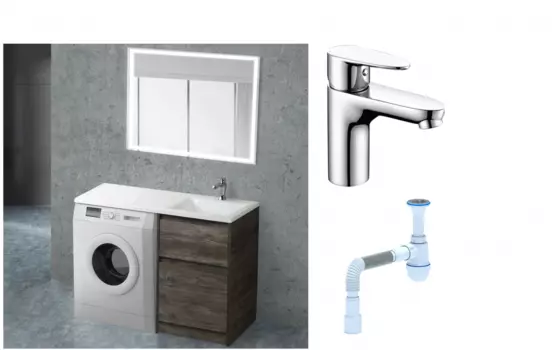 Комплект: Мебель для ванной BelBagno Kraft -LVD 60 pino pasadena R + Смеситель Wasserkraft Leine 3503 для раковины, хром + Сифон АниПласт 506577 + SNP3503 + C2015xrv